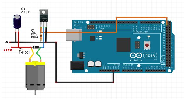 Sơ đồ kết nối Arduino với động mạch điều khiển động cơ