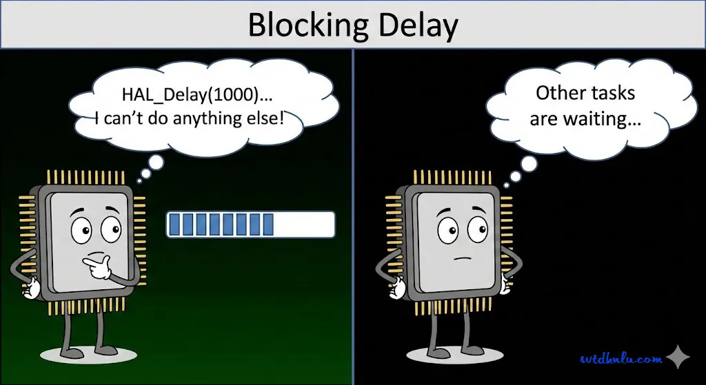 Tìm hiều blocking delay trong lập trình nhúng STM32F103RCT6